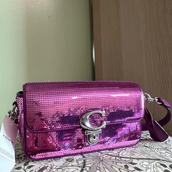 Pink Sequin Coach Crossbody Bag - Picture 5 of 6